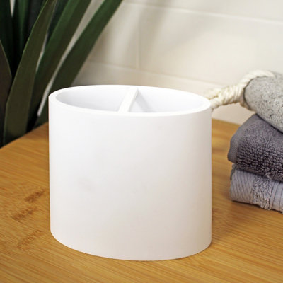 Showerdrape Alto White Resin Freestanding Toothbrush Holder