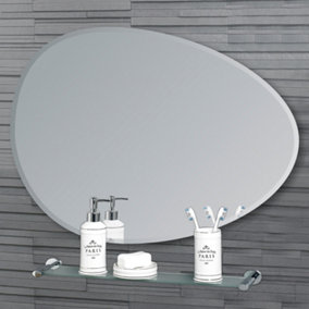 Showerdrape Angel Pebble Frameless Bathroom Mirror (L)600mm (W)450mm