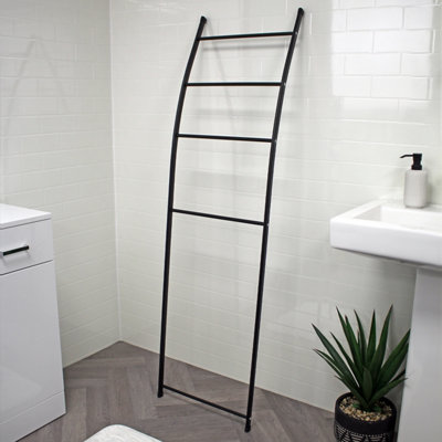 Showerdrape Apex Black Bathroom Freestanding Towel Rail Storage Ladder