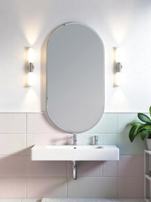 Showerdrape Archway Oval Wall Mounted Frameless Bevelled Edge Bathroom Mirror 80 x 40cm