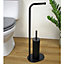Showerdrape Aspen Black Toilet Roll Holder & Brush Combination Freestanding