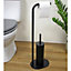 Showerdrape Aspen Black Toilet Roll Holder & Brush Combination Freestanding