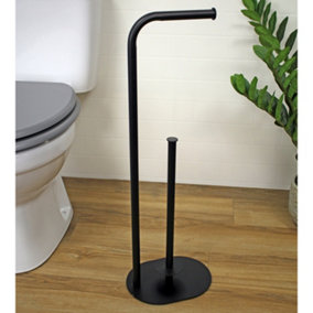 Showerdrape Aspen Black Toilet Roll & Spare Paper Holder Freestanding
