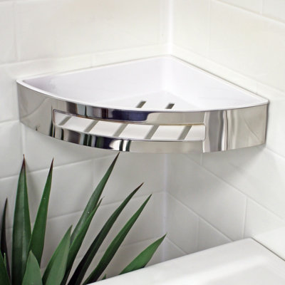 RUST FREE STAINLESS STEEL CORNER SHOWER CADDY BATHROOM SHELF