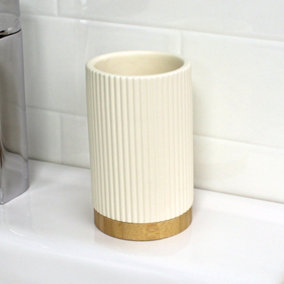 Showerdrape Bondi Cream Bamboo Ceramic Freestanding Tumbler