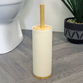 Showerdrape Bondi Cream Bamboo Ceramic Toilet Brush & Holder