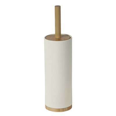 Showerdrape Bondi Cream Bamboo Ceramic Toilet Brush & Holder