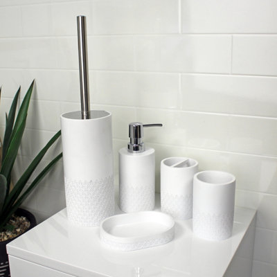Showerdrape Chantilly White 5 Piece Bathroom Accessory Set Price Comparisons | Compare The Build