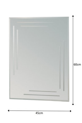 Showerdrape Chelsea Rectangular Wall Mounted Frameless Bathroom Mirror 60 x 45cm