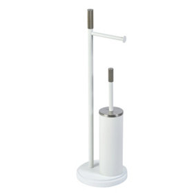 Showerdrape Chester White Toilet Roll Holder & Brush Combination Freestanding