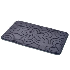 Showerdrape Clover Charcoal Memory Foam Bath Mat (L)800mm (W)500mm
