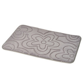 Showerdrape Clover Grey Memory Foam Bath Mat (L)800mm (W)500mm