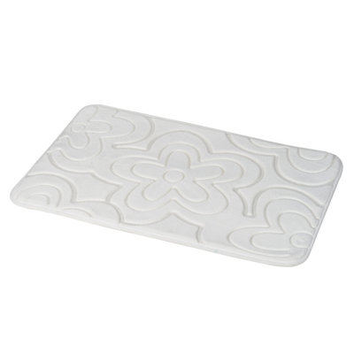 Showerdrape Clover White Memory Foam Bath Mat 800 x 500mm