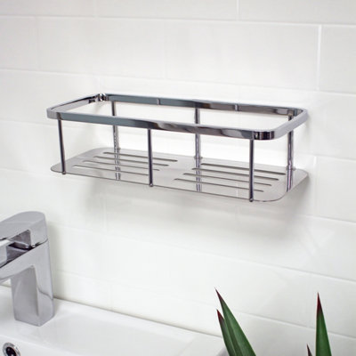 Showerdrape Contempo Wall Mounted Stainless Steel Chrome Bottle Basket