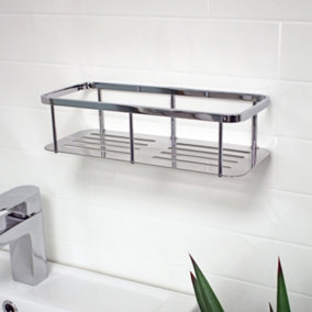 Showerdrape Contempo Wall Mounted Stainless Steel Chrome Bottle Basket