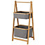 Showerdrape Cotswold 2 Tier Grey Bamboo Ladder Storage Baskets (H) 990mm x (W) 440mm x (D) 330mm