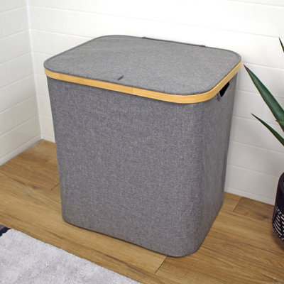 Showerdrape Cotswold Grey Large Laundry Hamper with Lid 420 x 405mm