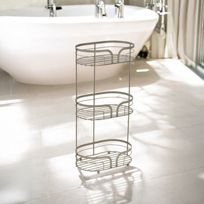Showerdrape Dante Beige Freestanding Floor Caddy and Mini Shower Caddy