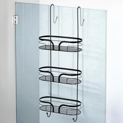 SHOWERDRAPE DANTE BLACK 3 TIER OVER DOOR HOOK DOOR SHOWER CADDY