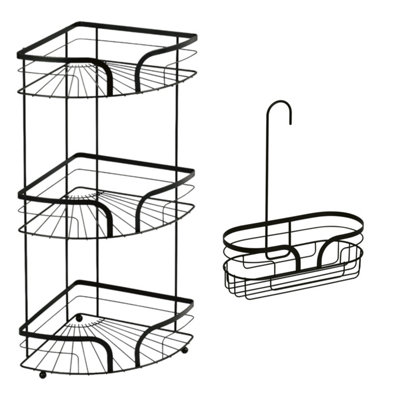Showerdrape Dante Black Corner Caddy and Mini Shower Caddy