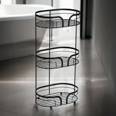 Showerdrape Dante Black Steel Floor Bathroom Caddy Storage DIY at B&Q