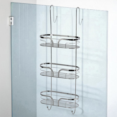 Showerdrape Dante Chrome 3 Tier Over Door Hook Shower Caddy
