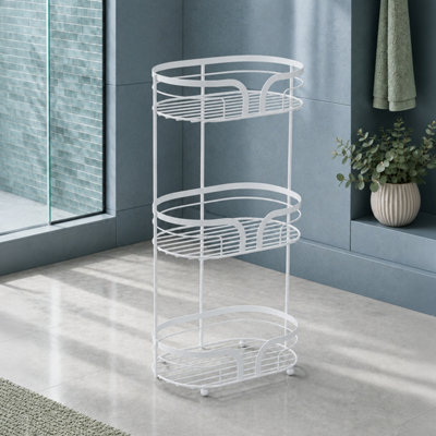 Showerdrape Dante White Freestanding Bathroom Floor Shower Caddy
