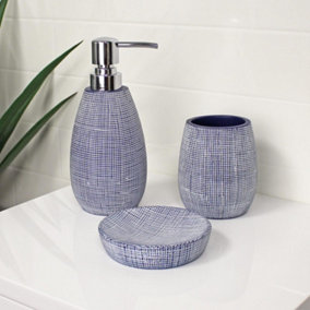 Showerdrape Denim Blue 3 Piece Bathroom Accessory Set