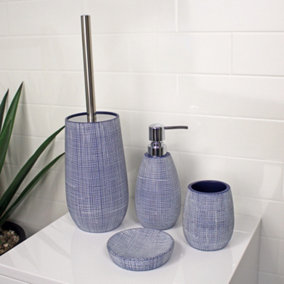 Showerdrape Denim Blue 4 Piece Bathroom Accessory Set