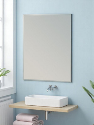 Showerdrape Fairmont Rectangular Wall Mounted Frameless Bevelled Edge Bathroom Mirror 60 x 45cm