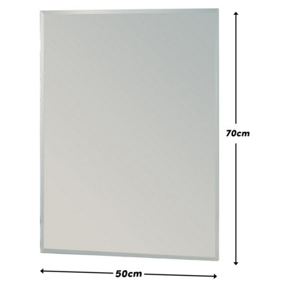 Showerdrape Fairmont Rectangular Wall Mounted Frameless Bevelled Edge Bathroom Mirror 70 x 50cm