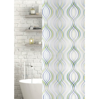 Showerdrape Fiesta Green Shower Curtain Striped Polyester (L)1800mm