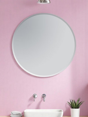 Showerdrape Fitzrovia Round Wall Mounted Frameless Bevelled Edge Bathroom Mirror 60 x 60cm