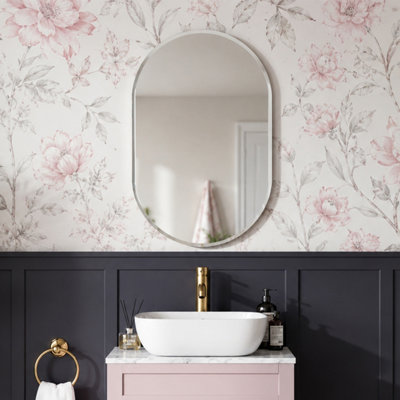 Showerdrape Lincoln Oval Frameless Bathroom Mirror Small (L)600mm (W ...