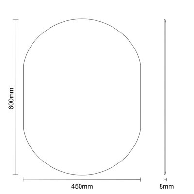 Showerdrape Lincoln Oval Wall Mounted Frameless Bevelled Edge Bathroom Mirror 70 x 50cm