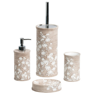 Showerdrape Linen Bathroom Accessories - Set Of 4 | DIY at B&Q