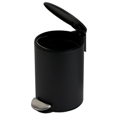 Showerdrape Luna Soft Close Matt Black Powder Coated  Steel Bathroom Pedal Bin, 3L