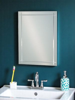 Showerdrape Marylebone Rectangular Wall Mounted Frameless Diamond Cut Bevelled Edge Bathroom Mirror 60 x 45cm