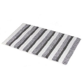 Showerdrape Milton 100% Cotton Stripe Grey Bath Mat (L)800mm (W)500mm