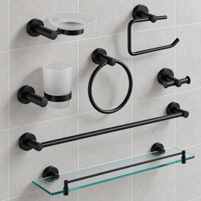 Showerdrape Modernity Black Stainless Steel Wall Mounted 7 Piece ...