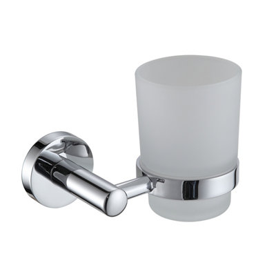 Showerdrape Modernity Chrome Stainless Steel & Frosted Glass Wall Mounted Toothbrush Holder