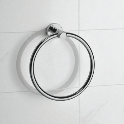 Showerdrape Modernity Stainless Steel Rust Proof Chrome Towel Ring Wall