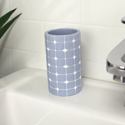 Showerdrape Mosaica Sky Blue Resin Freestanding Tumbler