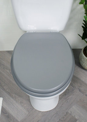 Showerdrape Norfolk Grey and Chrome Toilet Seat Soft Close