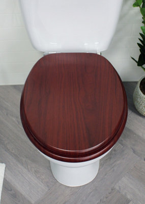 Showerdrape Norfolk Mahogany and Chrome Toilet Seat Soft Close