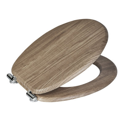 Showerdrape Norfolk Soft Close Rust Oak Wooden Toilet Seat