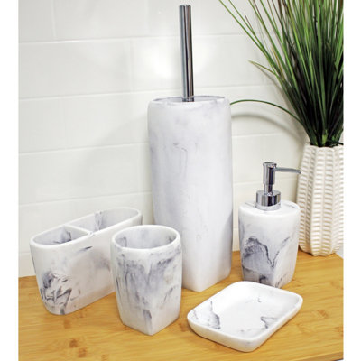 Showerdrape Octavia White Marble & Chrome 5 Piece Bathroom Accessory Set Price Comparisons | Compare The Build
