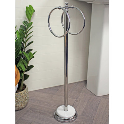 Showerdrape Opera White/Chrome Freestanding Double Towel Ring Price Comparisons | Compare The Build