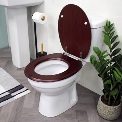Showerdrape Oxford Mahogany and Chrome Toilet Seat