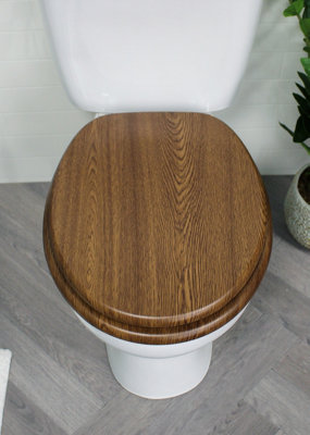 Showerdrape Oxford Walnut and Chrome Toilet Seat